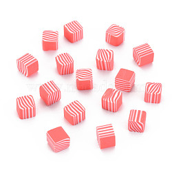 Handmade Polymer Clay Beads, No Hole, Cube, Salmon, 5~5.5x5~5.5x4~5mm, about 5500pcs/1000g(CLAY-N006-93D)