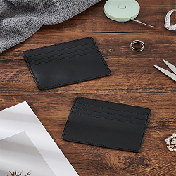 2Pcs PU Leather Card Case, Slim Minimalist Card Holder, Front Pocket Wallet, Black, 82x102x4mm(AJEW-LP0006-12)