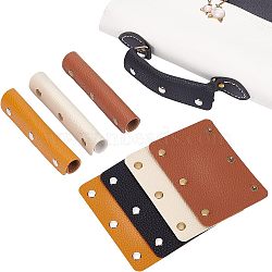 8Pcs 4 Colors PU Leather Luggage Handle Wrap Covers, Handle Grip Protector, with Iron Snap Button, Rectangle, for Suitcase, Handbag, Mixed Color, 13x9x0.2~0.5cm, 2pcs/color(DIY-OC0009-61)