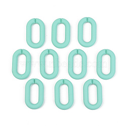 Opaque Spray Painted Acrylic Linking Rings, Quick Link Connectors, for Cable Chains Making, Unwelded, Oval, Aquamarine, 27x16.5x4.5mm, Inner Diameter: 18x7.5mm(OACR-T024-02-I04)