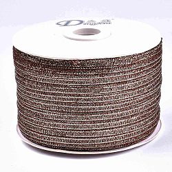Glitter Metallic Ribbon, Sparkle Ribbon, with Silver and Golden Metallic Cords, Valentine's Day Gifts Boxes Packages, Chocolate, 1/4 inch(5mm), about 300yards/roll(274.32m/roll)(SRIB-T008-03)
