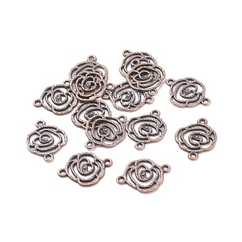 Alloy Links Connectors, Flower, Red Copper, 20x27x1.5mm, Hole: 2mm