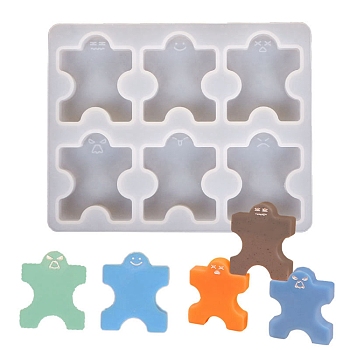 Puzzle Piece Silicone Molds,  Resin Casting Molds, for UV Resin & Epoxy Resin Playing Item Making, White, 115x145x12mm, Inner Diameter: 40x40mm