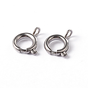 304 Stainless Steel Smooth Surface Spring Ring Clasps, Stainless Steel Color, 11x8x2mm, Hole: 2mm