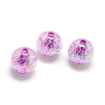 Crackle Style Acrylic Beads, AB Colour, Inside Color, Round, Purple, 20mm, Hole: 2.5mm, about 110pcs/500g