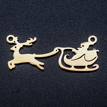 201 Stainless Steel Pendants, Christmas Reindeer and Santa Claus, Golden, 11x27.5x1mm, Hole: 1.2mm