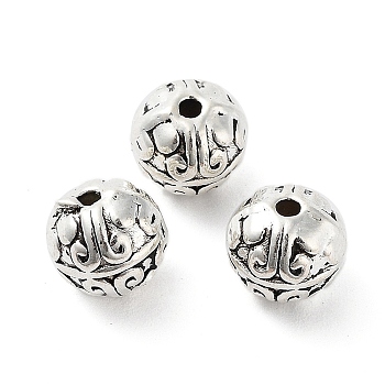 Tibetan Style Alloy Beads, Cadmium Free & Lead Free, Round, Antique Silver, 8x7mm, Hole: 1.2mm