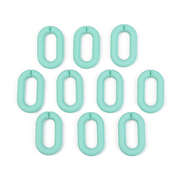 Opaque Spray Painted Acrylic Linking Rings, Quick Link Connectors, for Cable Chains Making, Unwelded, Oval, Aquamarine, 27x16.5x4.5mm, Inner Diameter: 18x7.5mm