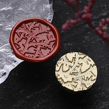 Halloween Theme Golden Tone Brass Wax Seal Stamp Head, for DIY Wax Seal Stamp Making, Thorns, 25x25x15mm, Hole: 7mm