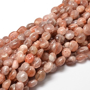 Natural Sunstone Nuggets Beads Strands, Tumbled Stone, 4~8x6~9x5~7mm, Hole: 1mm, about 15.3 inch~15.7 inch