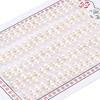 Grade 3A Natural Cultured Freshwater Pearl Beads, Half Drilled, Half Round Beads, Creamy White, 4.5~5.5x3.5~4mm, Hole: 1mm