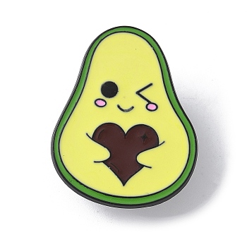 Fruits with Cat Enamel Pins, Alloy Brooches for Backpack Clothes, Avocado, 30x33.5mm