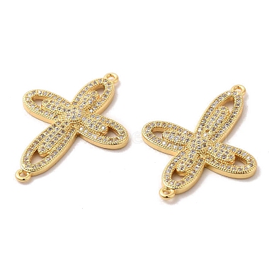 Brass Micro Pave Clear Cubic Zirconia Connetor Charms(KK-A180-10G)-2