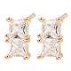 Brass Pave Clear Cubic Zirconia Rectangle Stud Earrings for Women(EJEW-G362-08KCG)-1