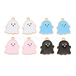 Alloy Enamel Pendants, Cadmium Free & Lead Free, Light Gold, Ghost, Mixed Color, 21.5x17x1.5mm, Hole: 1.8mm(ENAM-S121-180)
