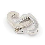 Brass Two Loops Heart Interlocking Clasps for DIY Jewelry, Platinum, 13x17x2mm, Hole: 1.5x1mm(KK-M051-01P)