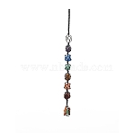 7 Chakra Gemstone Hanging Decorations, Yoga Meditation Hanging for Wall Home Decor Car Window Hanging Ornament, Black, 320~330mm(HJEW-JM00805-01)