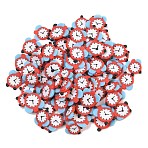 Handmade Polymer Clay Cabochons, Clock, Red, 5~6.5x5~6.8x0.5~0.8mm, about 25000pcs/500g(CLAY-A007-14A)
