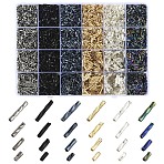 240Pcs 24 Styles Glass Twisted Bugle Beads, Metallic Colours, Mixed Color, 5~12x2mm, 10g/style (SEED-YW0003-12)