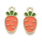 Alloy Enamel Pendants, Carrot Charms, Golden, 17.5x8.5x1mm, Hole: 1.6mm(ENAM-Q003-09G)