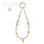 1Pc Glass Mobile Straps, with 1Pc TPU Mobile Phone Lanyard Patch, Flat Round, 151mm(AJEW-SZ0002-95B)