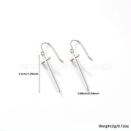 Rhodium Plated 925 Sterling Silver Cross Dangle Earrings, Platinum, 32x8.6mm(PT9843-1)