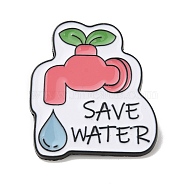 Save Water Enamel Pins, Black Alloy Brooch for Backpack Clothes, Light Coral, 30x27x1.5mm(JEWB-H020-06EB)