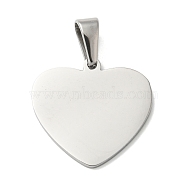 304 Stainless Steel Pendants, Stamping Blank Tag, Heart, Stainless Steel Color, 26x25x1.5mm, Hole: 10x4.5mm(STAS-I135-12P)