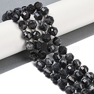 Natural Larvikite Beads Strands, Faceted, Bicone, Double Terminated Point Prism Beads, 10x9mm, Hole: 1.2mm, about 38pcs/strand, 15.08''(38.3cm)(G-O201B-139G)