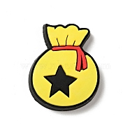 Christmas PVC Plastic Cabochons, Money Bag with Star, Yellow, 26x20.5x4mm(KY-G018-A10)
