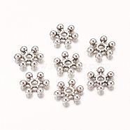 Snowflake Zinc Alloy Beads Spacers, Antique Silver, 8.5x2.5mm, Hole: 1.5mm(X-PALLOY-Q062-AS)