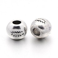 Tibetan Style Alloy Beads, Cadmium Free & Nickel Free & Lead Free, Round, Antique Silver, about 7mm in diameter, hole: 3mm(X-LF0239Y-NF)