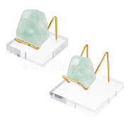 2Pcs 2 Style  Brass Crystal Mineral Display Easels, Rough Stone Display Holder, with Clear Acrylic Base, for Geodes Rock Mineral Agate Fossil Coral, Golden, 4.9~6.8x5.1~7x3.8~5.6cm, 1pc/style(ODIS-FG0001-46)