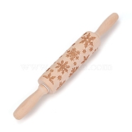 Christmas Snowflake Wooden Rolling Pins, Engraved Embossing Rolling Pin, for Baking Embossed Cookies, Kitchen Tool, BurlyWood, 35.8x1.75~4.7cm(DIY-E034-10C)