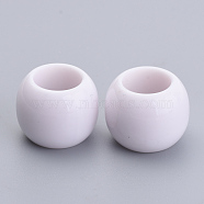 Opaque Acrylic Beads, Large Hole Beads, Round, White, 10x8mm, Hole: 5mm(X-SACR-S300-15A-01)