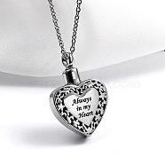 Heart with Word Shape Stainless Steel Pendant Necklaces with Cable Chains, Stainless Steel Color, no size(KI1843-1)