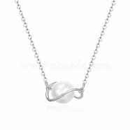 Pearl Pendant Necklaces, Stainless Steel Cable Chain Necklace for Women(UB6498-2)