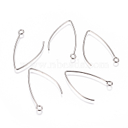 304 Stainless Steel Earring Hooks, with Horizontal Loop, Stainless Steel Color, 31x20x0.8mm, Hole: 2.3mm, 21 Gauge, Pin: 0.7mm(STAS-I120-23A-P)