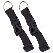 2Pcs Polyester Luggage Straps, Adjustable Suitcase Belt Straps Accessories for Connecting Luggage, with Iron Loose Leaf Binder Hinged Rings & Plastic Side Release Buckle, Black, 155~200x33x11mm(FIND-GF0003-30C)