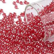 TOHO Round Seed Beads, Japanese Seed Beads, (109C) Dark Ruby Transparent Luster, 8/0, 3mm, Hole: 1mm, about 1110pcs/50g(SEED-XTR08-0109C)