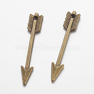 Tibetan Style Zinc Alloy Arrow Pendants, Cadmium Free & Nickel Free & Lead Free, Antique Bronze, 30x5x1.5mm, Hole: 1mm(X-TIBEP-M002-102-NR)