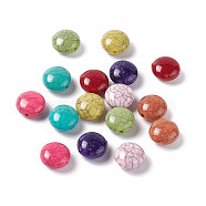 Crackle Opaque Acrylic Beads, Imitation Turquoise, Flat Round, Mixed Color, 16.5x10mm, Hole: 2mm, about 303pcs/500g(OACR-C006-08)