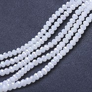 Electroplate Glass Beads Strands, Imitation Jade Beads, AB Color Plated, Faceted, Rondelle, Snow, 3x2mm, Hole: 0.8mm, about 145~150pcs/strand, 34~35cm(EGLA-A034-J2mm-B07)