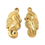 Ion Plating(IP) 304 Stainless Steel Pendant Rhinestone Settings, Seahorse, Golden, Fit for Rhinestone: 1mm, 32x14.5x4.5mm, Hole: 2.5mm(STAS-E182-24G)