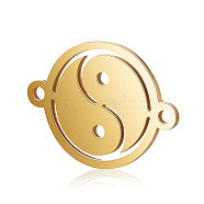 Feng Shui Titanium Steel Links connectors, Flat Round with Yin Yang, Golden, 15.5x12x0.8mm, Hole: 1mm(STAS-T040-T533G)