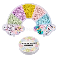 DIY Glass Seed Beads Bracelet Making Kit, Including Round Glass Seed Beads, Flat Round Acrylic & Polymer Clay Beads, Elastic Thread, Mixed Color, Glass Seed Beads: about 3000pcs/set(DIY-YW0004-82)