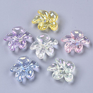 Transparent Acrylic Beads, AB Color Plated, Flower, Mixed Color, 20.5x24x9mm, Hole: 1.4mm(X-PACR-R246-002)