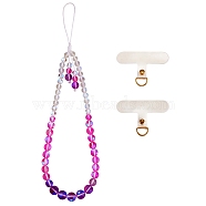 Round Synthetic Moonstone Beaded Mobile Straps, Nylon Cord with TPU Mobile Phone Lanyard Patch Mobile Accessories Decor, Colorful, 23cm(HJEW-SW00042-09)