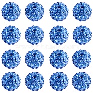 Pave Disco Ball Beads, Polymer Clay Rhinestone Beads, Round, Light Sapphire, 10mm, Hole: 1.5mm, about 100pcs/box(RB-PH0003-10mm-20)