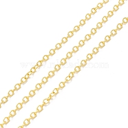 Brass Cable Chains, Long-Lasting Plated, with Spool, Cadmium Free & Lead Free, Soldered, Real 18K Gold Plated, 2.5x2x0.5mm, about 32.8 Feet(10m)/roll(CHC-D030-03G-RS)
